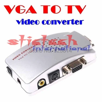 DHL ИЛИ EMS 100 штук высококачественного адаптера PC VGA для TV AV RCA, преобразователя видеопереключателя