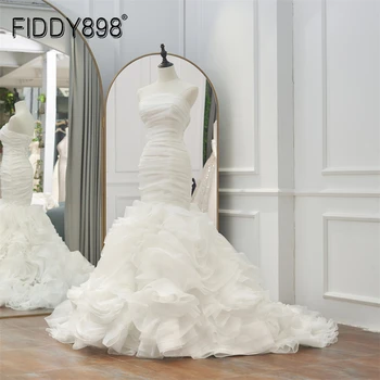Fiddy898, сексуальные свадебные платья с Русалочкой, Иллюзия без рукавов, свадебное платье с открытой спиной, Простой развертывающийся шлейф, vestido de noiva