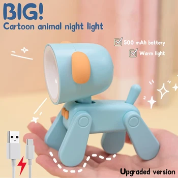Kawaii Mini Night Light Светодиодная Регулируемая настольная лампа Книжный светильник USB Перезаряжаемый Милый светильник для домашних животных Студенческая настольная лампа Декор домашней комнаты