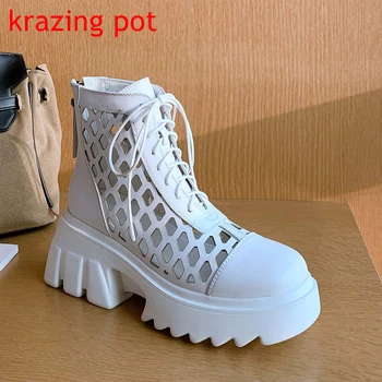 Krazing Pot / новые дышащие повседневные гладиаторские летние ботинки большого размера из натуральной кожи на плоской платформе