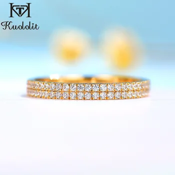 Kuololit Lab Бриллианты Bubble Ring 18K 14K 10K Золотое Кольцо для Женщин с Двойным Бриллиантом D/VVS, Соответствующее Обручальному Кольцу Eternity