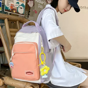KUZAI, новый нейлоновый женский рюкзак, модная дорожная сумка с несколькими карманами, Kawaii Girl, Контрастный школьный рюкзак, Опрятная сумка для книг, милая женщина