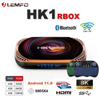LEMFO HK1 RBOX X4 TV Box Android 11 Amlogic S905X4 8K 4GB 128GB 3D Двойной Wifi 5G Поддержка Google Player Smart TV Box 2023