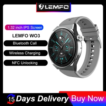 LEMFO Смарт-Часы Для Мужчин Bluetooth Call Smartwatch 2023 NFC Беспроводная Зарядка IP68 Водонепроницаемый Для Android IOS 1,32 Дюймовый Экран