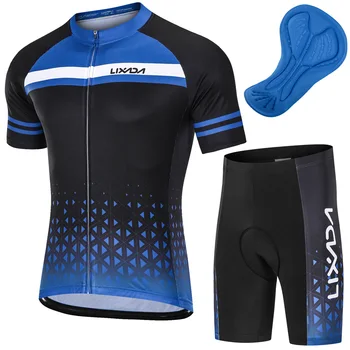 Lixada, мужской комплект из джерси для велоспорта, дышащий быстросохнущий комплект с коротким рукавом и мягкими шортами, мужской комплект для велоспорта MTB
