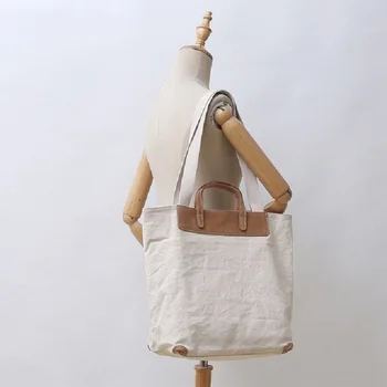 M410 Новая корейская холщовая женская сумка на одно плечо в японском стиле Оригинальная сумка большой емкости с косыми швами из воловьей кожи