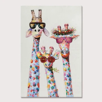 Mintura, настенная картина для гостиной, ручная роспись маслом на холсте, три интересных жирафа, домашний декор, настенное искусство без рамки