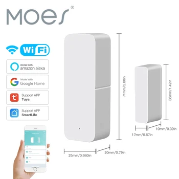 MOES Tuya WiFi дверной оконный датчик Умный дом беспроводные дверные детекторы Дверная магнитная автоматизация с Alexa Google Home