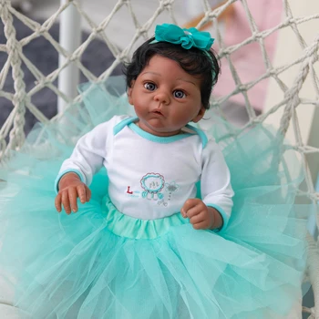 NPK 55 СМ Кукла С Мягким Телом reborn Baby Harlow Реалистичная Мягкая На Ощупь Кукла Ручной Работы Афроамериканка Темнокожая Кукла