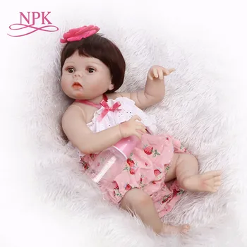 NPK полностью силиконовые виниловые куклы reborn 22inches50cm Новорожденный ребенок Розовая юбка живая девочка детские подарки игрушки Горячая распродажа Новый дизайн
