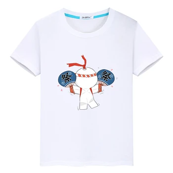 Onmyoji/ Милая футболка с принтом Бумажного человечка, Детская футболка из 100% хлопка с коротким рукавом, Футболка с рисунком Каваи для мальчиков и девочек, Футболка с круглым вырезом