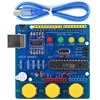 OPEN-SMART Blue DIY ATmega328P Модуль Платы Разработки CH340 Драйвер со Светодиодной Кнопкой Зуммера + USB-Кабель, Совместимый с Arduino