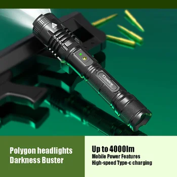 P70 Zoom Мощный Светодиодный фонарик с сильным освещением, Оптовая продажа, Зарядка Type-c, Аварийный Многофункциональный Уличный фонарик для кемпинга