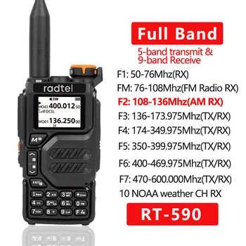 Radtel RT-590 Радиочастотная Рация Любительская Ветчинная Двухсторонняя Радиостанция UHF VHF 200CH Полнодиапазонная HT с каналом NOAA AM Satcom