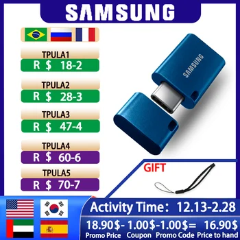 SAMSUNG 3.1 TypeC OTG USB Флэш-накопитель DA 64 ГБ 128 ГБ 256 ГБ Флешка до 400 М Флеш-накопитель USB-Накопитель с ключевой Памятью для Телефона