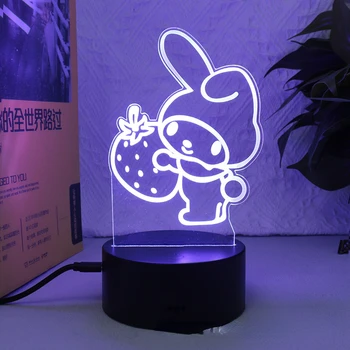 Sanrio Kuromi My Melody Cinnamoroll Hello Kitty 3d ночник Настольная лампа для девочек Милый подарок на День рождения Украшение спальни