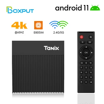 Tanix X4 Smart TV Box Android 11 S905 X4 TV Box 2T2R Двойной Wifi BT5.0 4 ГБ 32 ГБ 64 ГБ Поддержка AV1 H.265 8K Google Voice телеприставка
