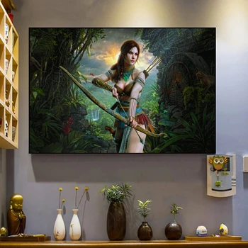 Tomb Raider Лара Крофт Игровой плакат Настенное искусство Холст Картина Спальня Гостиная Украшение дома (без рамки)