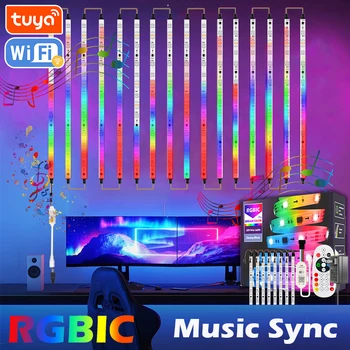 TUYA LED Strip Lights Music Sync Light Strip WIFI Rhythm Spectrum LED Strip Sound Control Атмосферный Свет Для Игровой комнаты