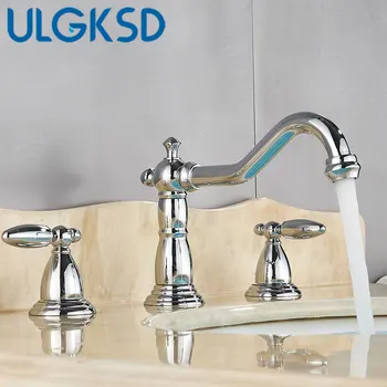ULGKSD Смеситель для раковины в ванной комнате с двойной ручкой, смеситель для горячей и холодной воды, смеситель для раковины в ванной комнате, установленный на бортике, Смеситель для воды в бассейне, смеситель для крана