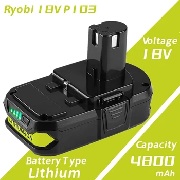 Verbesserte 4.8 Ah ErsatzRyobi 18VLithium-Batterie Kompatibel withRyobi 18Volt EINEN und Plus P107 P108 P102 P103 p104 P105 P109