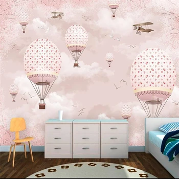 wellyu Обои на заказ детская комната розовая девочка сердце мультфильм воздушный шар стена на заказ большая фреска зеленые обои mural3d