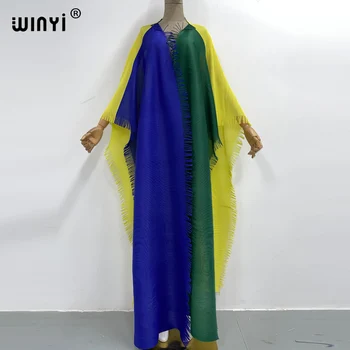 WINYI - летнее плиссированное платье, Пляжная одежда, кафтан для женщин, Кардиган Горячего градиентного цвета, праздничный плащ поверх платья-пончо, кимоно