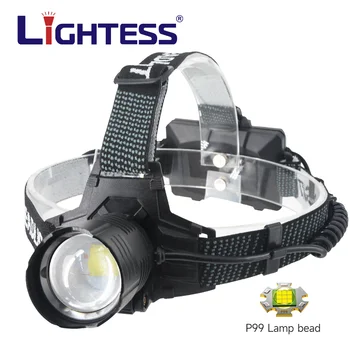 XHP99 мощная светодиодная фара для рыбалки, супер яркая фара, перезаряжаемый фонарь с возможностью масштабирования, 3 режима освещения, охотничий фонарь