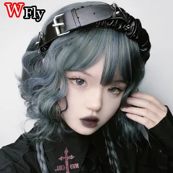 Y2K Готический панк Кожаный обруч для волос с пряжкой, KC повязка на голову в стиле харадзюку для женщин и девушек, темно-черные повязки для волос в стиле хип-хоп-рок