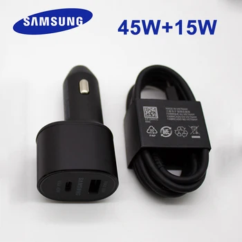 Автомобильное Зарядное Устройство Samsung 45 Вт + 15 Вт QC4.0/3.0 USB TypeC PD Быстрая Зарядка для Galaxy S22 S21 s20 S10 plus Xiaomi Huawei 2-Портовое Автомобильное Зарядное устройство