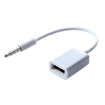 Автомобильный MP3 3,5 мм штекер AUX Audio с разъемом USB 2.0, женский кабель-конвертер, шнур Белый
