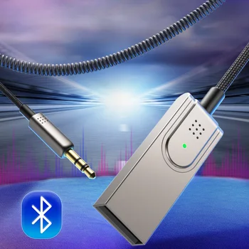Автомобильный адаптер AUX Bluetooth 5.1 Беспроводной приемник Разъем от USB до 3,5 мм Аудио Музыкальный Микрофон Динамик громкой связи Передатчик