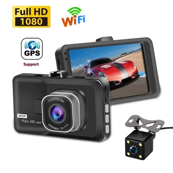 Автомобильный видеорегистратор WiFi Dash Cam 1080P Full HD Камера заднего вида автомобиля Видеомагнитофон ночного видения Авторегистратор GPS регистратор Автомобильные Аксессуары