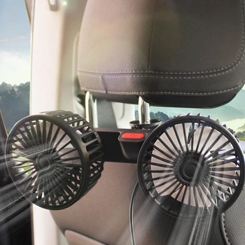 Автомобильный Двухголовочный Охлаждающий Вентилятор 5V 2A USB, 3 Скорости, Многоугольный Регулируемый Стержень Подголовника Сиденья, Монтажный Зажим для Летнего Охлаждения Внутри