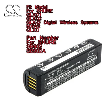 Аккумулятор для динамика Cameron Sino для SHURE GLXD1/D2/ цифровых беспроводных систем MXW2 GLXD