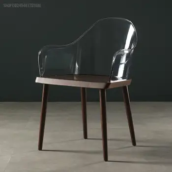 Акриловое кресло для пола, деревянные обеденные стулья в скандинавском минималистичном стиле, Прозрачная мебель для гостиной, мебель для салона красоты для дома