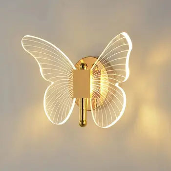 Акриловый настенный светильник LED butterfly с внутренним освещением, прикроватная тумбочка для спальни, Гостиная, Украшение лестницы, Настенный светильник