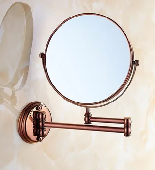 Антикварное складное зеркало для макияжа в ванной, выдвижная складная лупа, косметическое зеркало из розового золота
