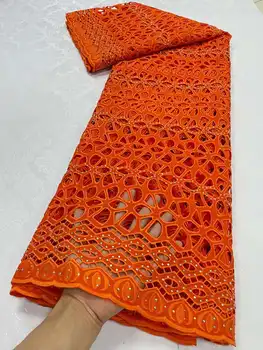 Африканская тюлевая кружевная ткань 2023, высококачественная Нигерийская французская кружевная ткань с камнями для пошива свадебных платьев