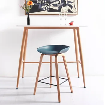 Барный стул, современный и минималистичный бытовой прибор, Барный стул на стойке регистрации в скандинавском стиле, дизайнерский стул для отдыха из массива дерева, высокий табурет, барный стул