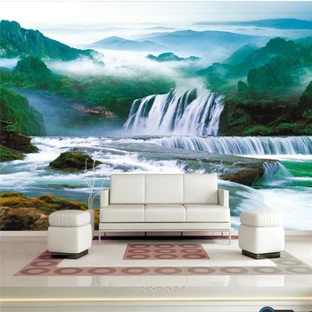 бейбехан Пользовательские обои 3d стерео фреска пейзаж вода течет богатство воды водопад гостиная ТВ фон обои