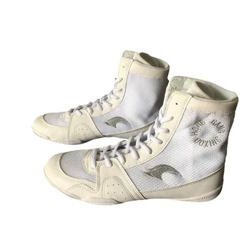 Белые борцовские кроссовки, дышащие износостойкие нескользящие боевые кроссовки, обувь для занятий в тренажерном зале, Боксерская обувь
