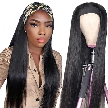 Бесклеевой парик с прямой повязкой на голову, человеческие волосы 180% плотности, перуанские парики из человеческих волос натурального цвета для чернокожих женщин, Jarin Hair Дешево