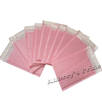 Бесплатная доставка 15x20 + 4 см 6, 10шт светло-розовых конвертов с пузырьковой почтой из полиэтилена, Мягкий Почтовый Подарочный пакет, Самоуплотняющийся