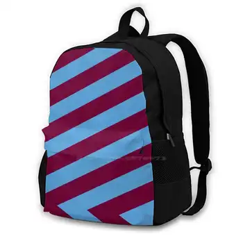Бордово-синие Угловые полосы, дизайнерский рюкзак с 3D принтом, повседневная сумка Avfc Villans, Вилла Львов, Бордово-Синяя армия