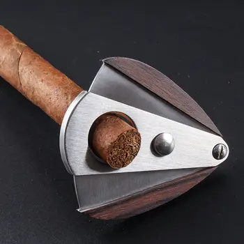 Бутик-резак для сигар, индивидуальная модель в виде капли воды, ножницы для сигар с сандаловым краем, обоюдоострый веер из нержавеющей стали