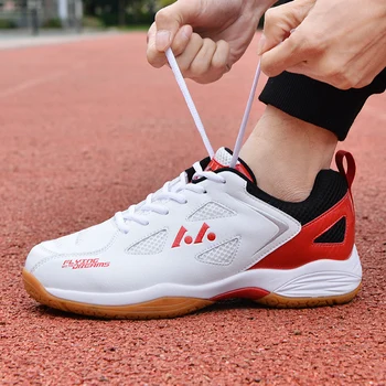 Весна размер 36-46 Красный высокое качество Бадминтон кроссовки для мужчин дышащая нескользящая Женская теннисная обувь светло-профессиональной спортивной обуви