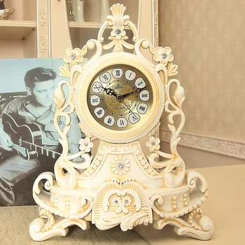 Винтажные настольные часы, французские декоративные аналоговые настольные часы в европейском стиле, не тикающие, на батарейках для полки в гостиной