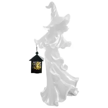 Винтажный светодиодный фонарь из смолы Cracker Barrel Witch, украшение Статуи Ведьмы, Фонари на Хэллоуин, Статуи Ведьм, Статуя Призрака на Хэллоуин,