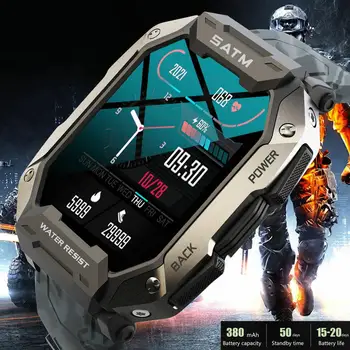Военные смарт-часы Мужские Carbon Black Ultra Army Outdoor IP68 5ATM Водонепроницаемые смарт-часы с датчиком частоты сердечных сокращений, насыщения крови кислородом Satm 2023